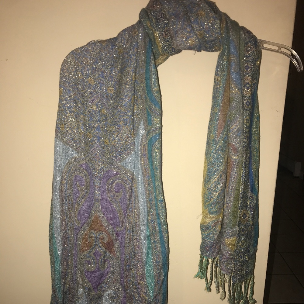 Blue Embroidered Scarf